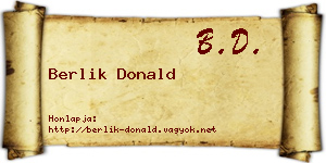 Berlik Donald névjegykártya